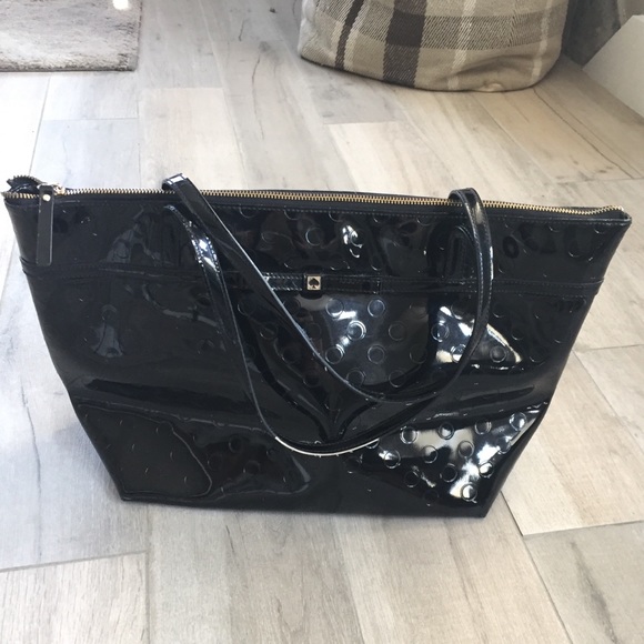 kate spade black patent leather tote